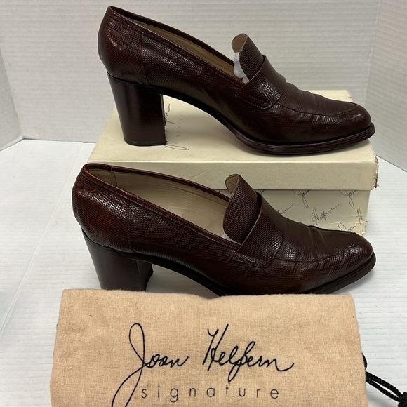 Vintage Joan Helpern Signature Snakeskin Pump Loafers 10 (w/dust bags & box) - Picture 2 of 11